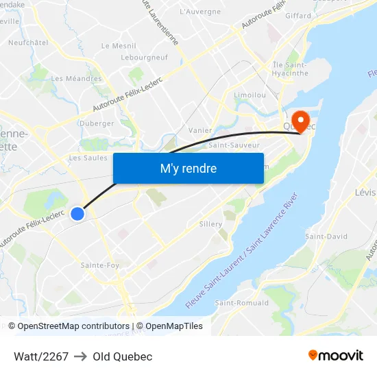 Watt/2267 to Old Quebec map
