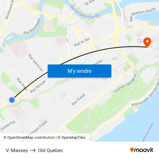 V.-Massey to Old Quebec map