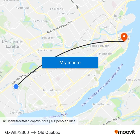 G.-Vill./2300 to Old Quebec map