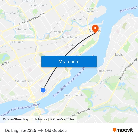 De L'Église/2326 to Old Quebec map