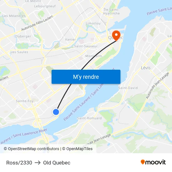 Ross/2330 to Old Quebec map