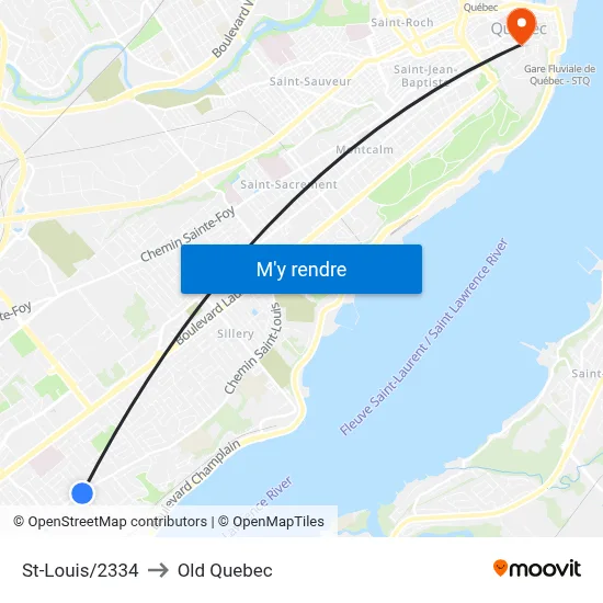 St-Louis/2334 to Old Quebec map