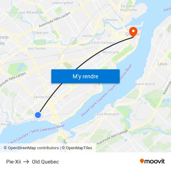 Pie-Xii to Old Quebec map