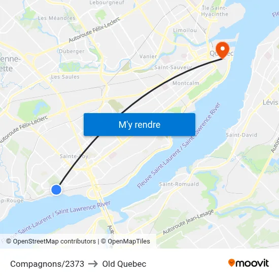 Compagnons/2373 to Old Quebec map
