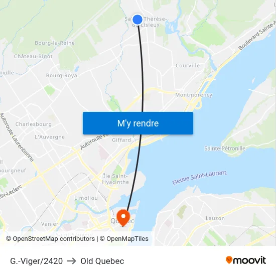G.-Viger/2420 to Old Quebec map