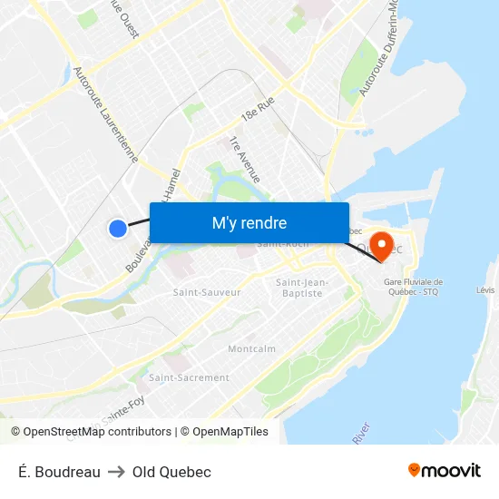 É. Boudreau to Old Quebec map