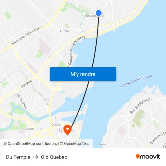 Du Temple to Old Quebec map
