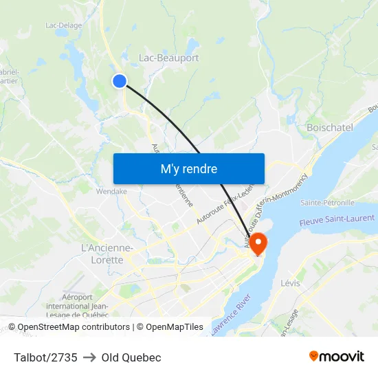 Talbot/2735 to Old Quebec map