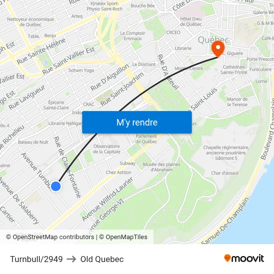 Turnbull/2949 to Old Quebec map