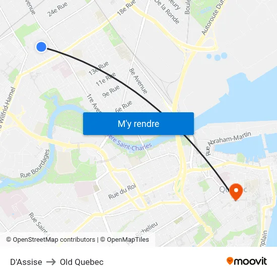 D'Assise to Old Quebec map