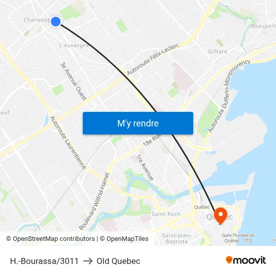 H.-Bourassa/3011 to Old Quebec map