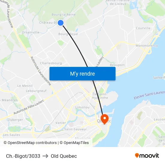 Ch.-Bigot/3033 to Old Quebec map