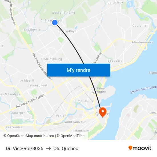 Du Vice-Roi/3036 to Old Quebec map