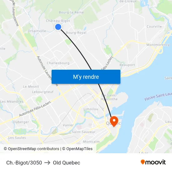 Ch.-Bigot/3050 to Old Quebec map