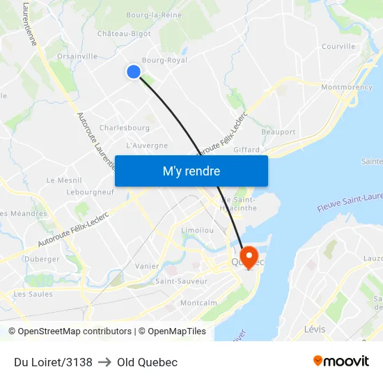 Du Loiret/3138 to Old Quebec map