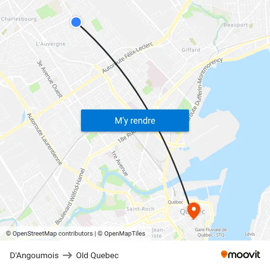 D'Angoumois to Old Quebec map