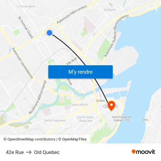 42e Rue to Old Quebec map