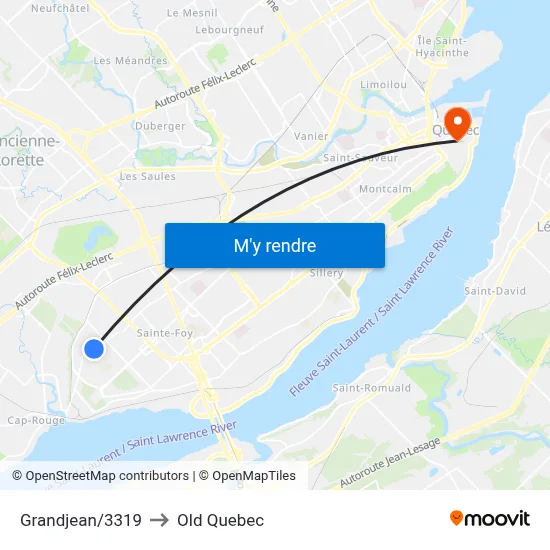 Grandjean/3319 to Old Quebec map
