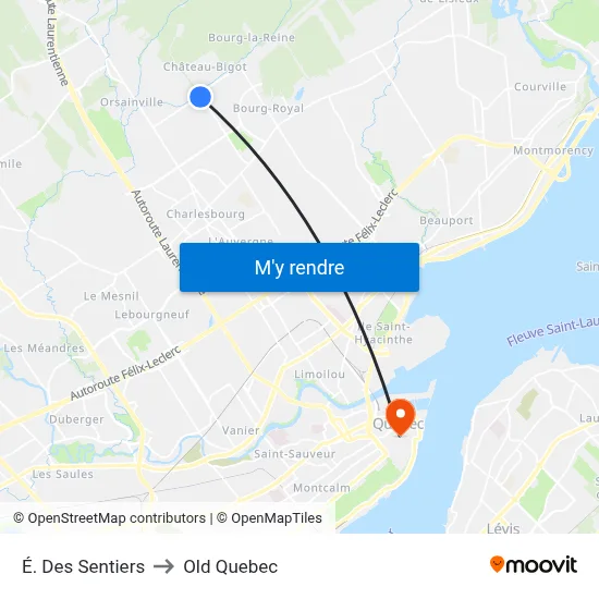 É. Des Sentiers to Old Quebec map