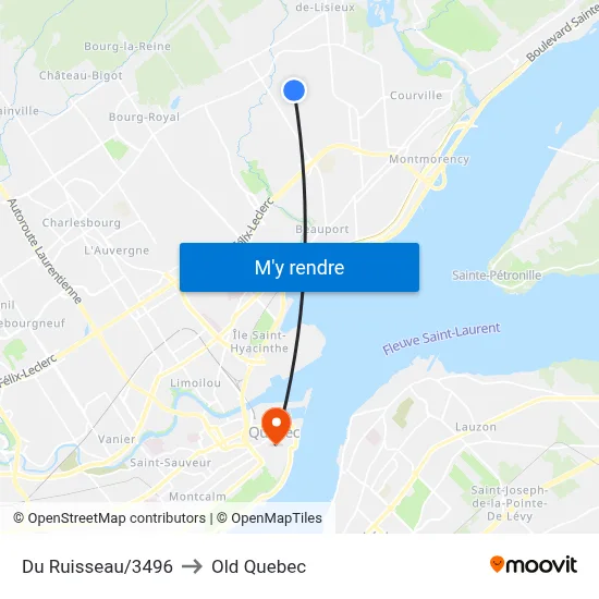 Du Ruisseau/3496 to Old Quebec map