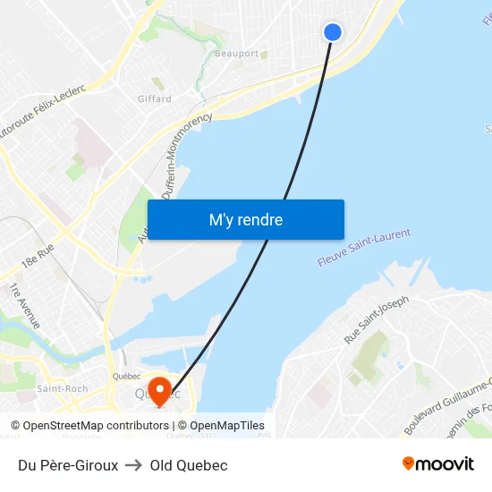 Du Père-Giroux to Old Quebec map