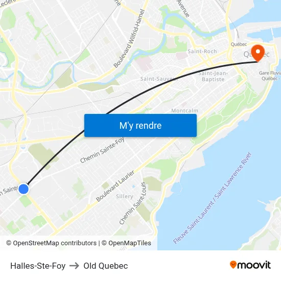 Halles-Ste-Foy to Old Quebec map
