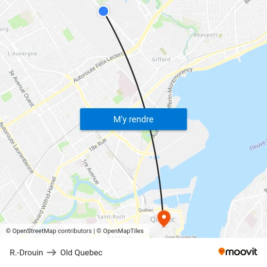 R.-Drouin to Old Quebec map