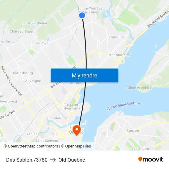 Des Sablon./3780 to Old Quebec map