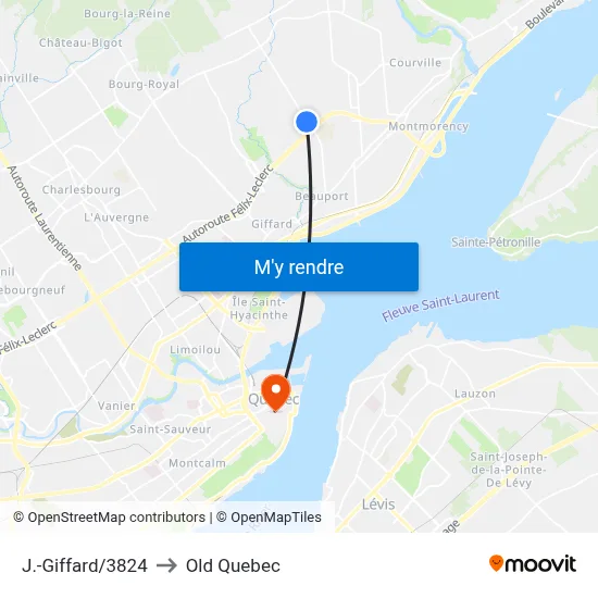 J.-Giffard/3824 to Old Quebec map