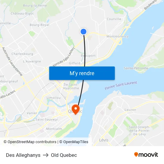 Des Alleghanys to Old Quebec map