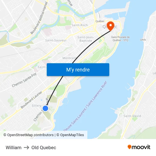 William to Old Quebec map
