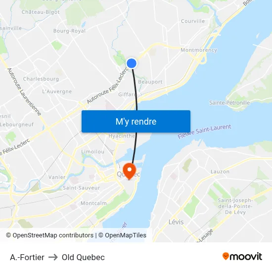 A.-Fortier to Old Quebec map