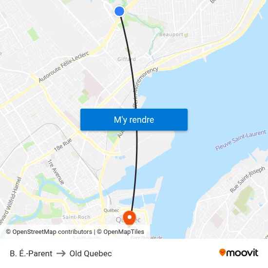 B. É.-Parent to Old Quebec map