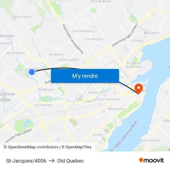 St-Jacques/4006 to Old Quebec map