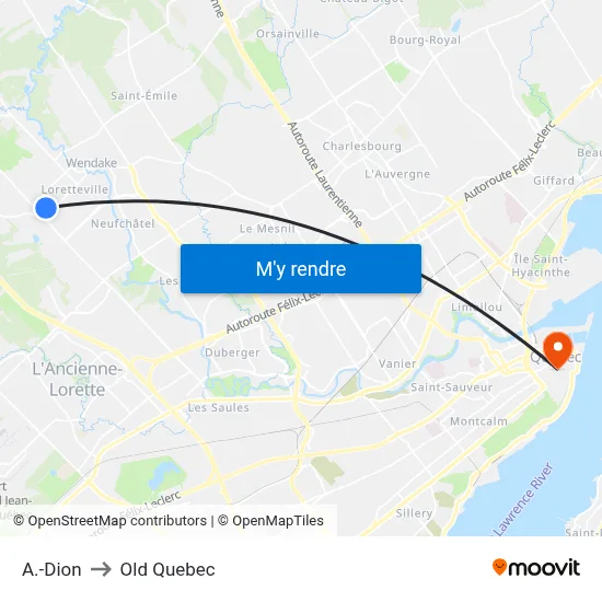 A.-Dion to Old Quebec map