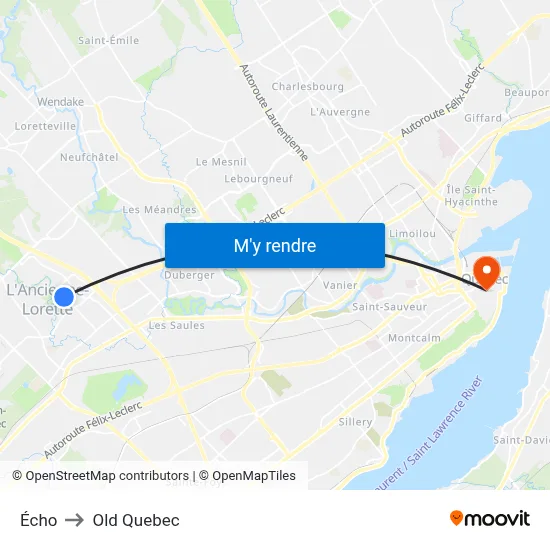 Écho to Old Quebec map