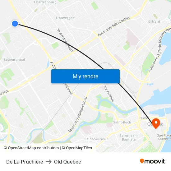 De La Pruchière to Old Quebec map