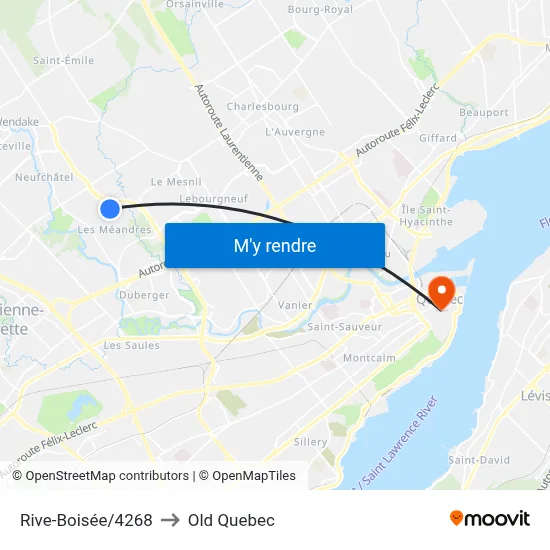 Rive-Boisée/4268 to Old Quebec map