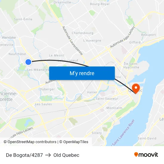 De Bogota/4287 to Old Quebec map