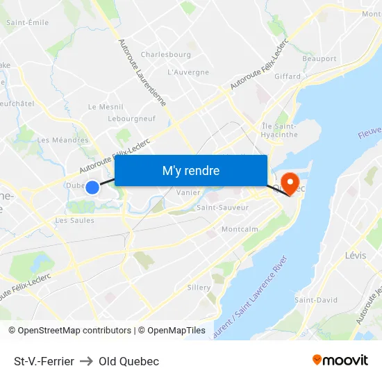 St-V.-Ferrier to Old Quebec map