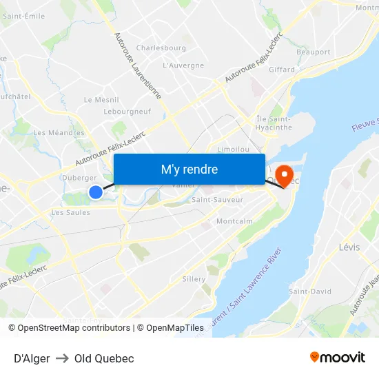 D'Alger to Old Quebec map