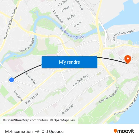 M.-Incarnation to Old Quebec map