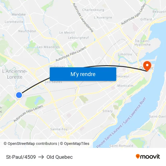 St-Paul/4509 to Old Quebec map