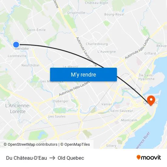 Du Château-D'Eau to Old Quebec map