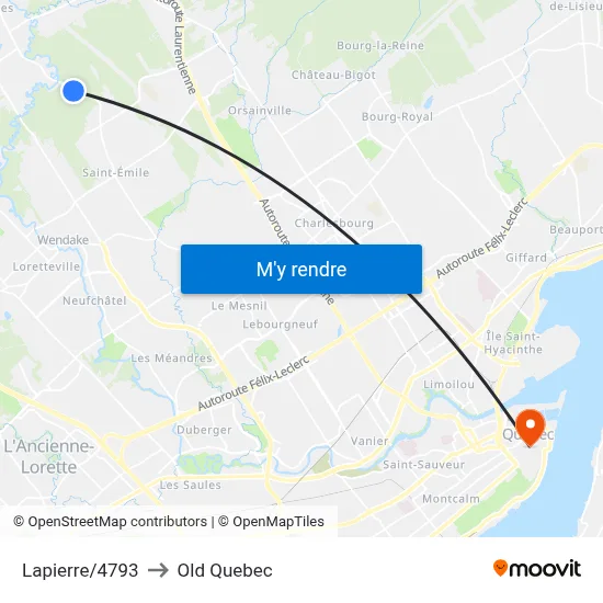 Lapierre/4793 to Old Quebec map