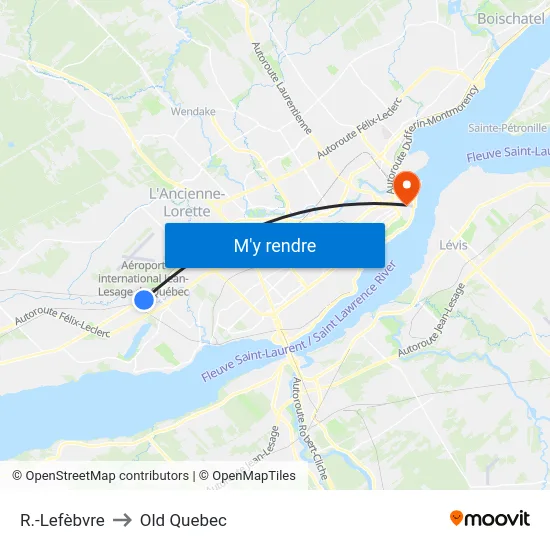 R.-Lefèbvre to Old Quebec map