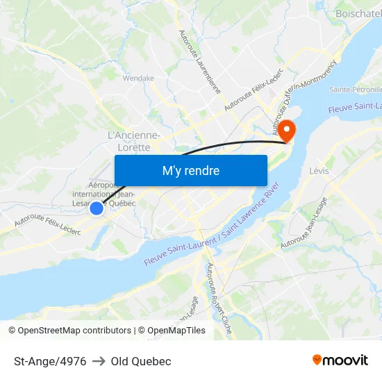 St-Ange/4976 to Old Quebec map