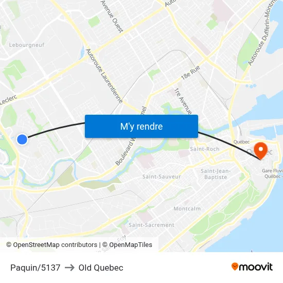 Paquin/5137 to Old Quebec map