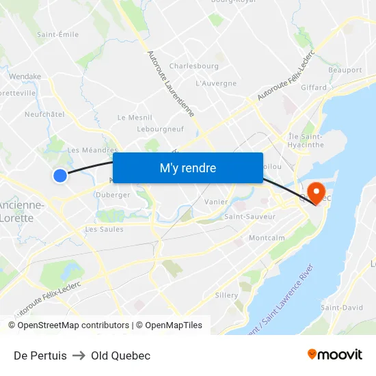 De Pertuis to Old Quebec map