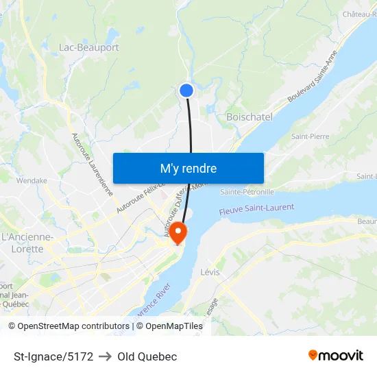 St-Ignace/5172 to Old Quebec map